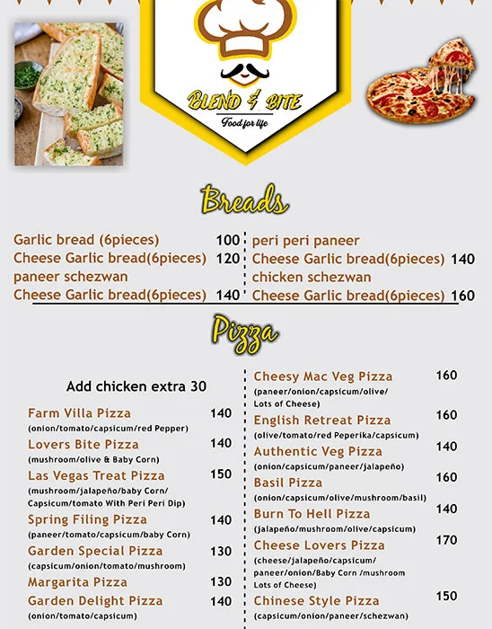 Blend & Bite menu 