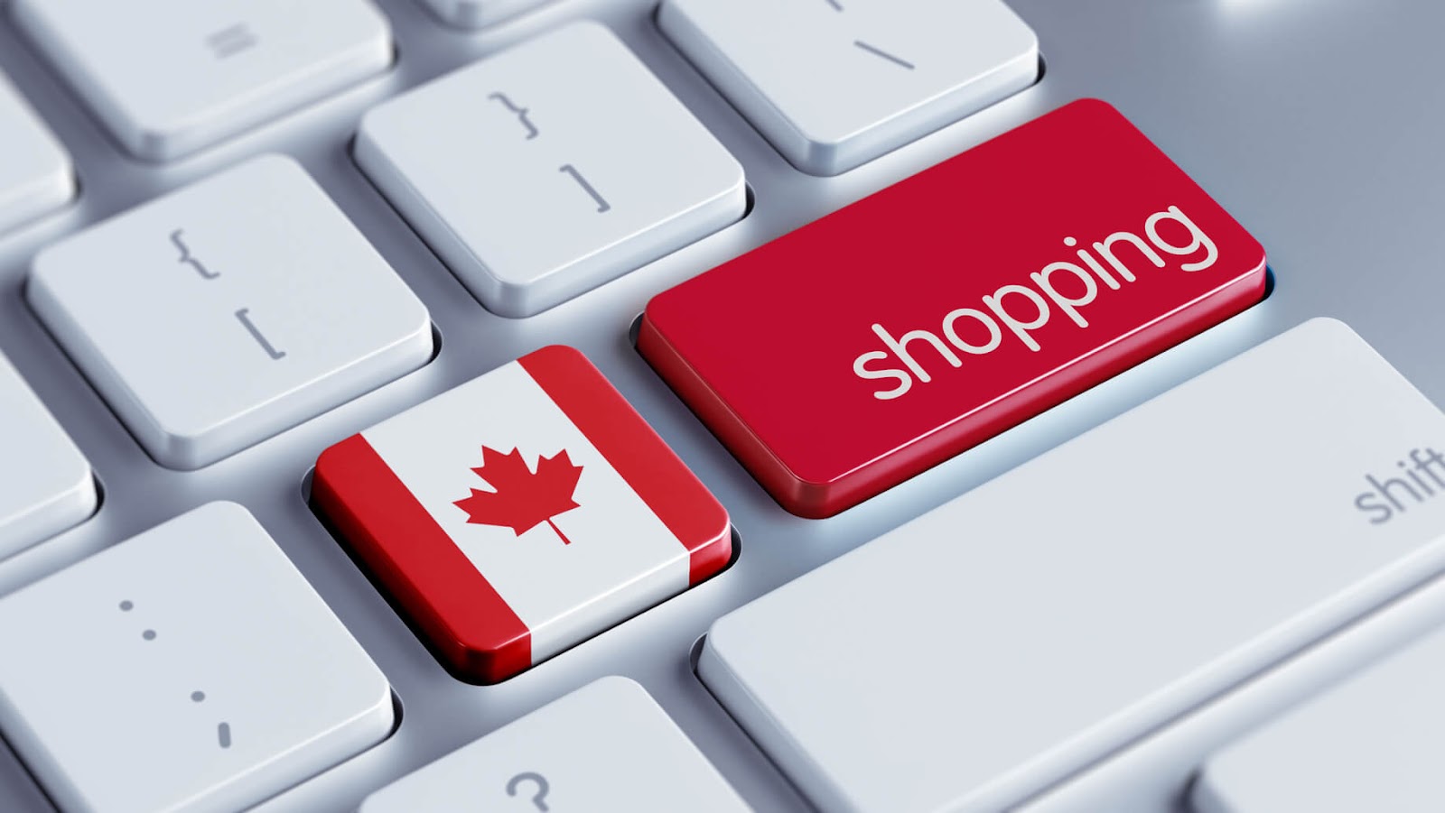 Is Etsy Canadian - Image of Canadian flag and the word shopping on adjacent computer keys