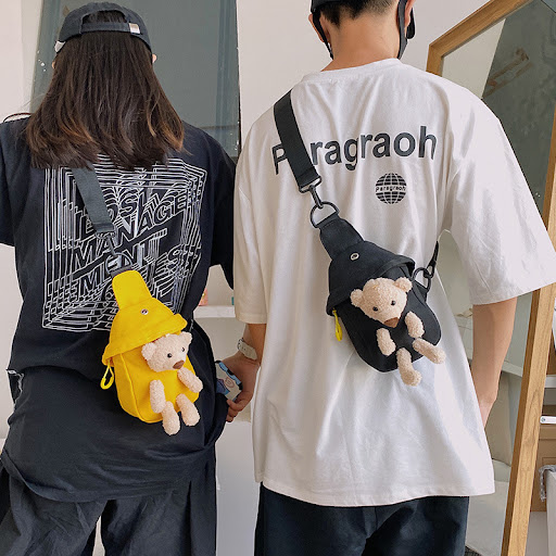 Title 1, Fashion Canvas Bear Chest Bag Shoulder Ladies B...
