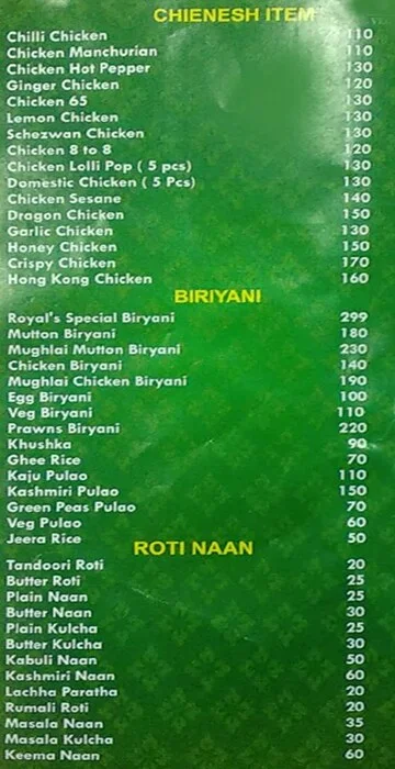 Biriyani Royal's Garden menu 