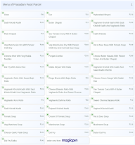 Prasadam Food Parcel menu 1