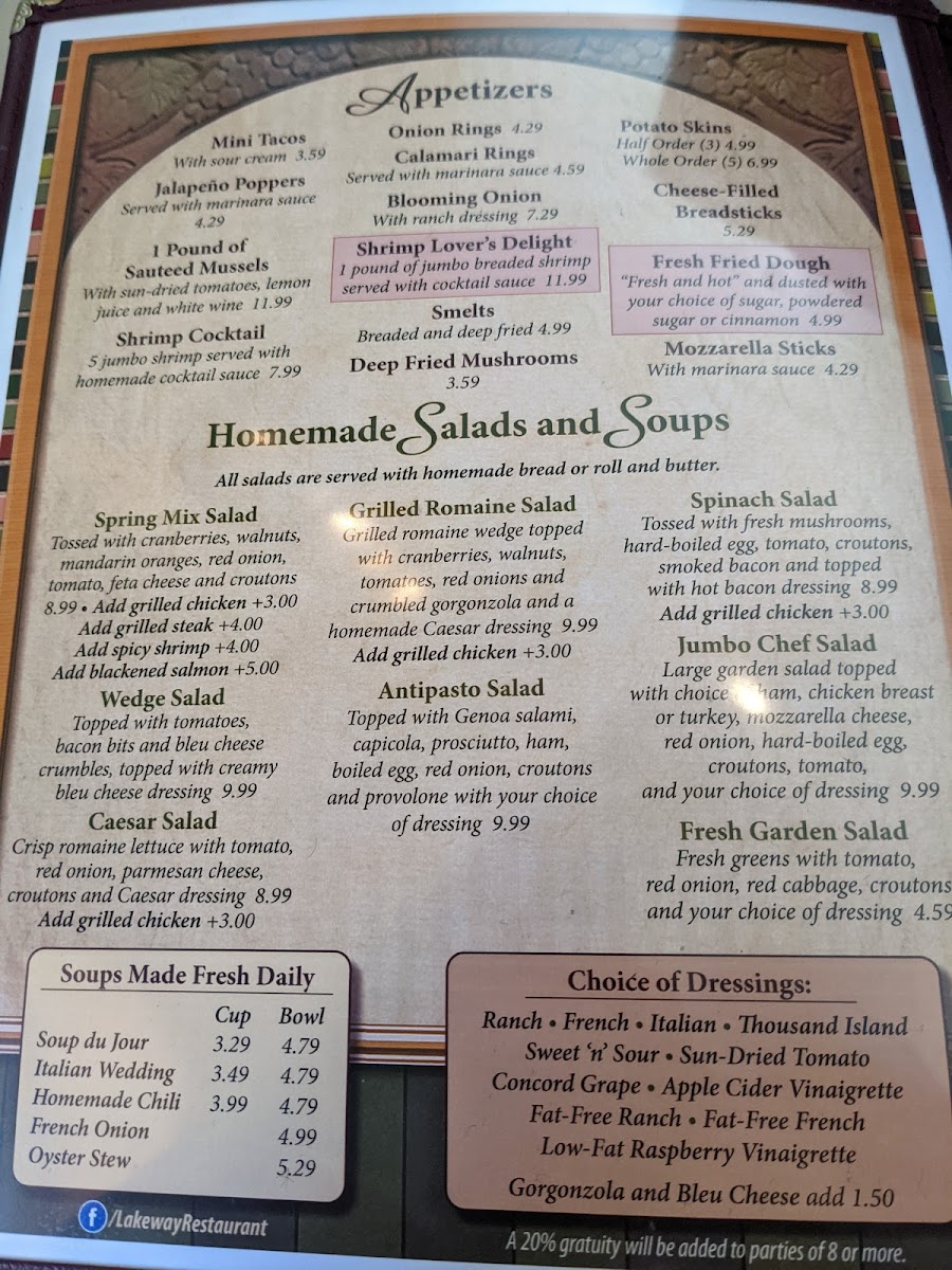 Lakeway Restaurant gluten-free menu