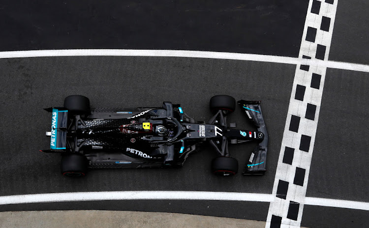 Valtteri Bottas of Finland driving the (77) Mercedes AMG Petronas F1 Team Mercedes W11 on track during final practice for the F1 Grand Prix of Great Britain at Silverstone on August 01, 2020 in Northampton, England.