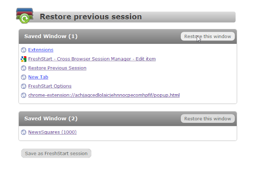 FreshStart - Cross Browser Session Manager