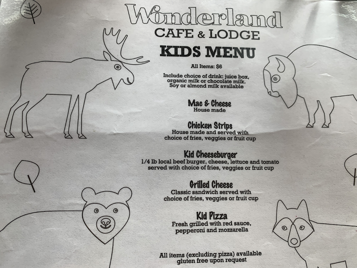 Kids menu