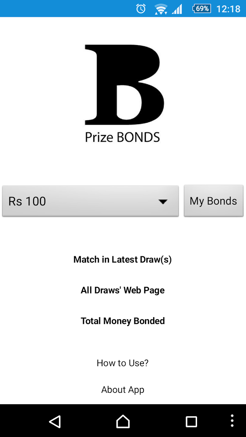 Prize BONDS Screen 1