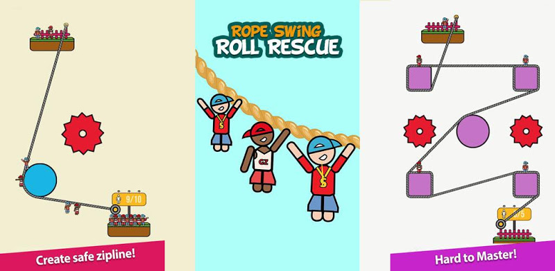 Rope Line Rolling! Rescue Physics Puzzle