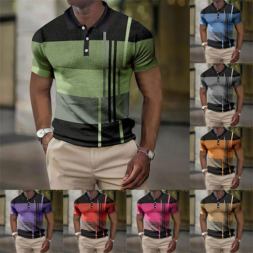 Title 6, Mens Fashion Polo Shirt Short Sleeve Gradient ...