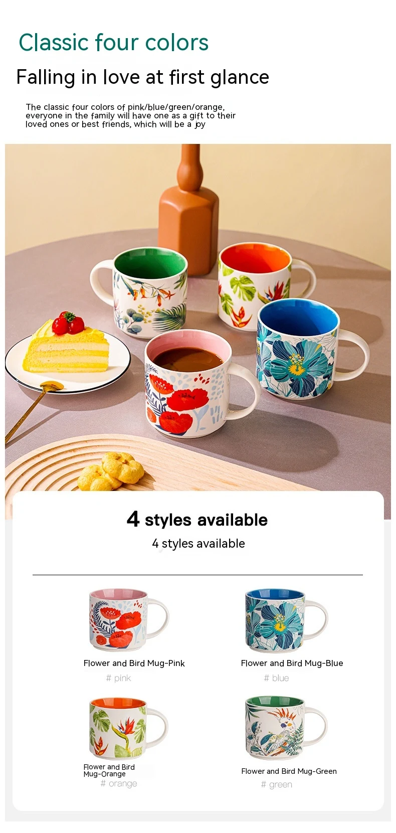 Title 4, Caneca de cerâmica Flower Glaze, grande capacid...