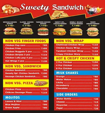 Sweety Sandwich menu 