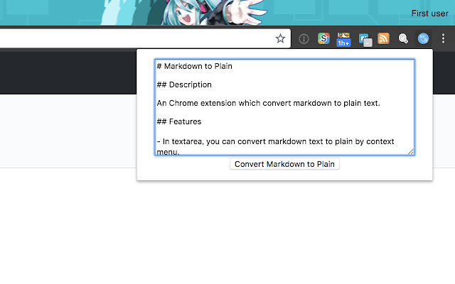 Markdown to Plain chrome extension