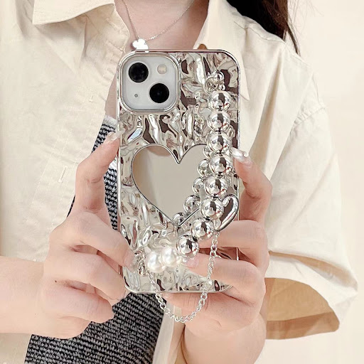 Title 4, Electroplated Heart Shape Mirror Phone Case wit...
