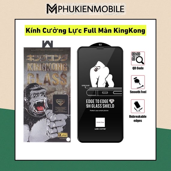 [Kingkong] Kính Cường Lực Ip Full Màn - Trong Suốt - Hạn Chế Bám Vân Tay - Ip 6 Đến 12Promax