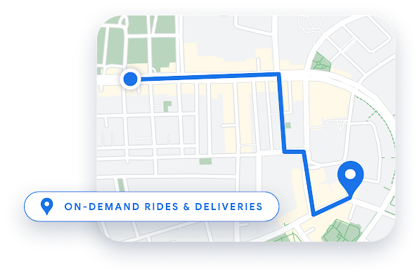 経路が表示された地図を持ってスクーターに乗っている配達ドライバー