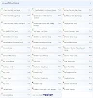 Hotel Rahat menu 1