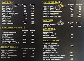 Kolkata Rolls menu 
