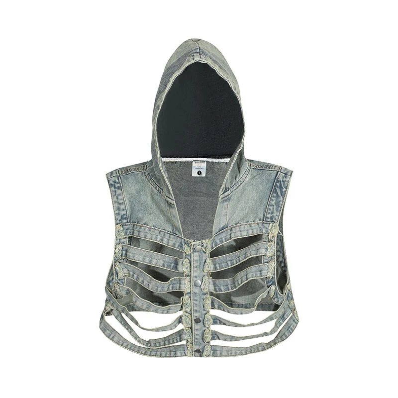 Sweat à capuche personnalisé squelette ajouré style streetwear américain. Look unique et tendance, idéal pour affirmer votre style et vous démarquer.