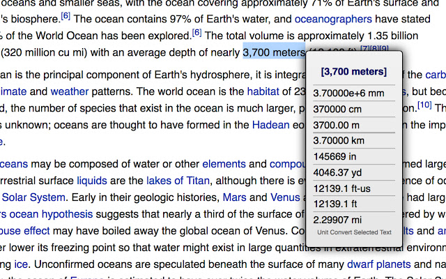 Unit Convert Selection chrome extension
