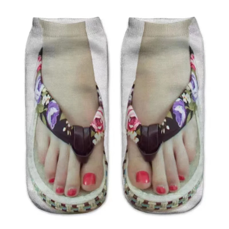 Damesmode eenvoudige sokken met flip-flopprint