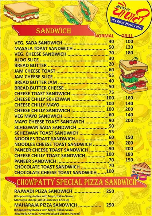 Malad Chowpatty menu 