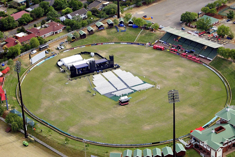 An aerial photograph of Potchefstroom cricket stadium in North West Province. Cricket clubs in the province are at loggerheads over a forensic investigation report into stadium upgrades irregularities that was submitted to Cricket South Africa in June 2019 but has not yet been released more than a year later. :