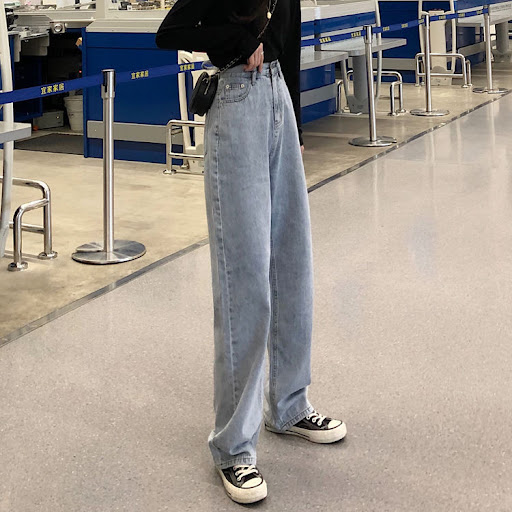 Title 9, Loose Retro High-waist Strap Straight Wide-leg ...