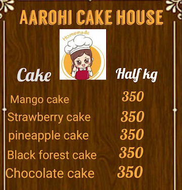 Aarohi Cake House menu 