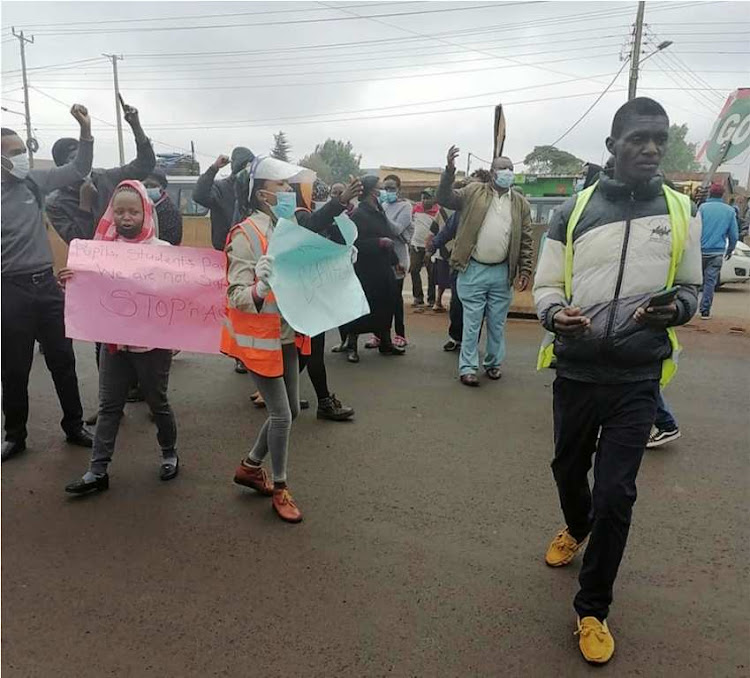 Regen residents in Kiambu county protest over the rising cases of accidents in the area.