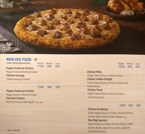 Domino's Pizza menu 