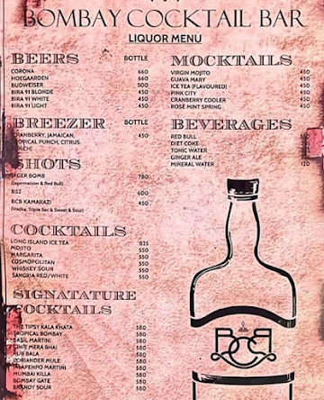 Bombay Cocktail Bar menu 