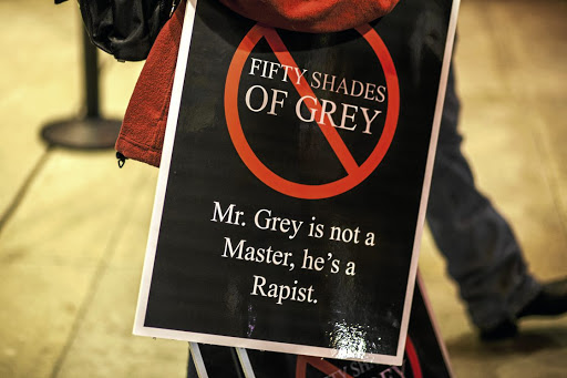 A protestor from the S&M community showed up to voice their opposition to the portrayal of S&M in the film version of 'Fifty Shades of Grey'.