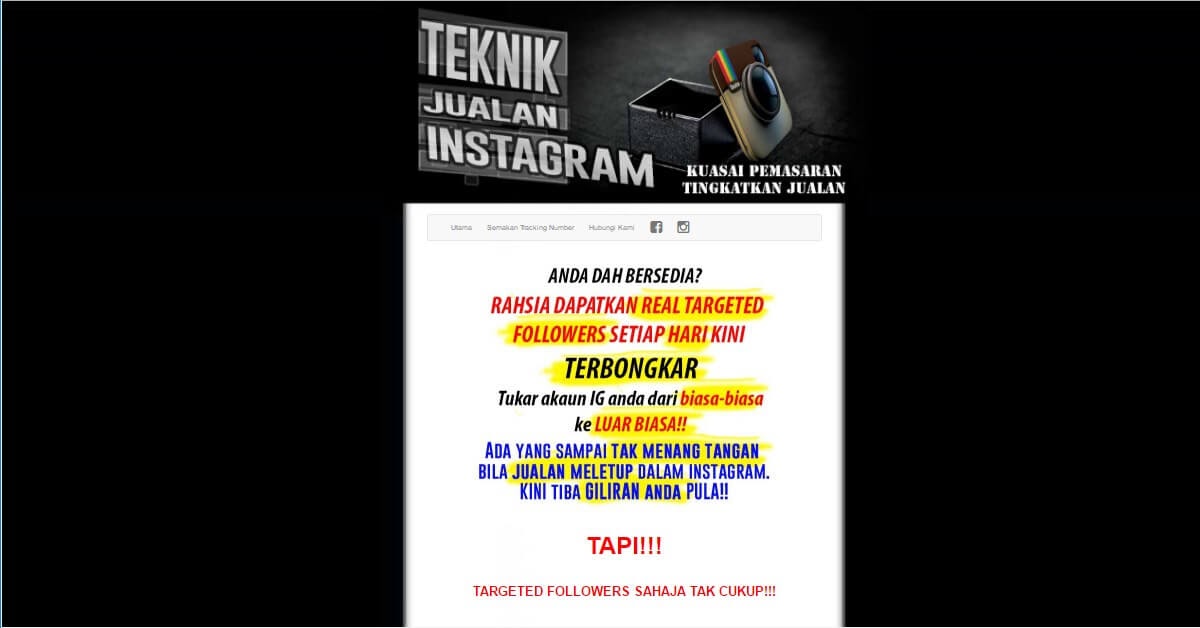 Minisite - Teknik Jualan Instagram