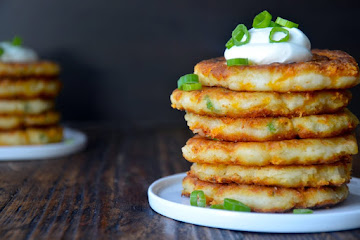 Cheesy Leftover Mashed Potato Pancakes