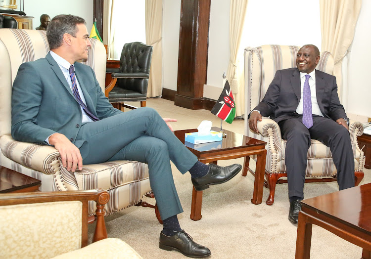 President William Ruto holds talk with Spanish Prime Minister Pedro Sánchez at State House on October 26, 2022.