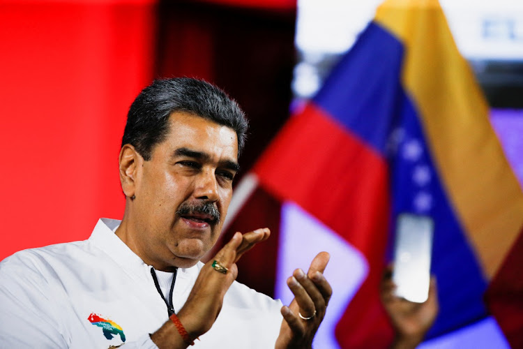 Venezuela President Nicolas Maduro addresses supporters during a referendum on Venezuela's rights to Essequiba region in Guyana, in Caracas, Venezuela, December 3 2023. Picture: LEONARDO FERNANDEZ VILORIA/REUTERS