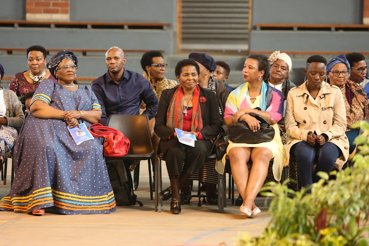 Family members gather at the memorial service on Tuesday of former DA councillor Koleka Ngumbela at the Lillian Ngoyi Community Centre in Kwazakhele