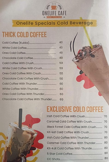 Onelife Coffee Cafe menu 