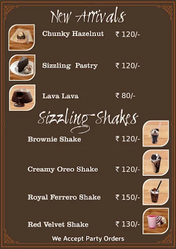 Sizzling Brownie menu 