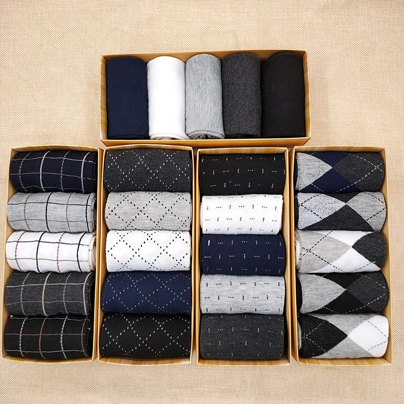 Title 1, 5 Pairs Solidcolor Mid-calf Length Mens Socks ...