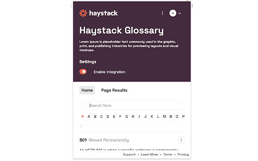 Haystack Glossary