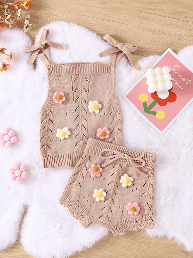 Title 7, Hollow-out Camisole Embroidered Sweater Shorts ...