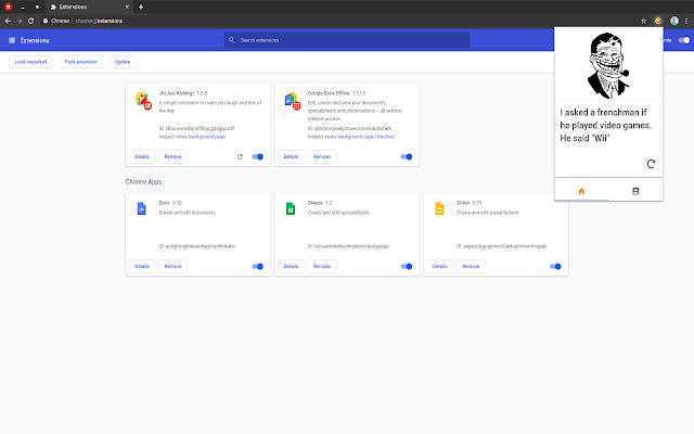 JK(Just Kidding) chrome extension
