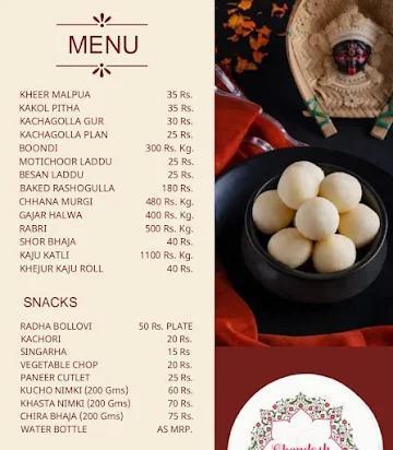 Shondesh Sweets and Snacks menu 