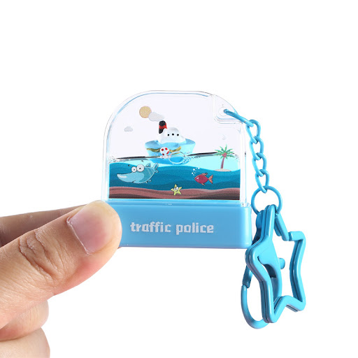 Title 3, Cartoon Floating Crystal Key Chain Name Seal Cu...