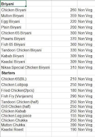 Nikaa Briyani menu 1