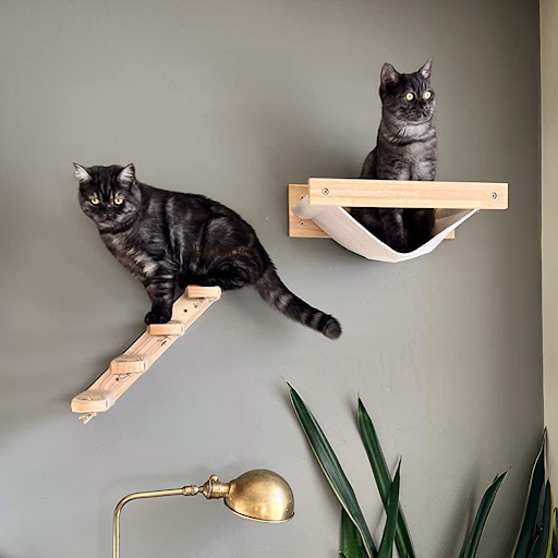 Cat Tower Pine Cat Tree House Climbing Frame Wall Hanging Cat Bed Grab Post Hammock Stair Room Toy Wooden Furniture For 