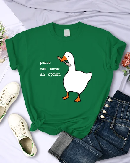 Peace Was Never An Option Goose Cartoon Print Female Tops... - 1