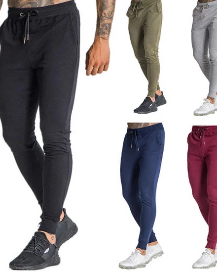 Men Sweatpants Pencil Pants Slim Fit Drawstring Elastic ... - 1