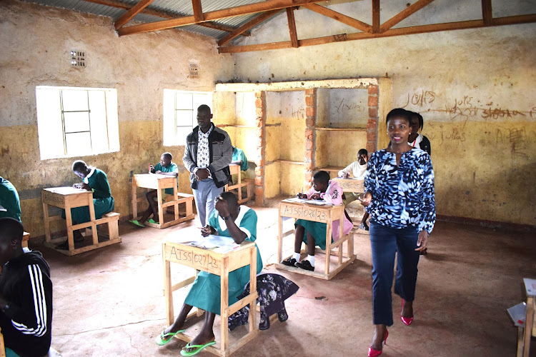 PS Susan Mangeni at an examination room at Akiriamet primary school in Teso North subcounty.