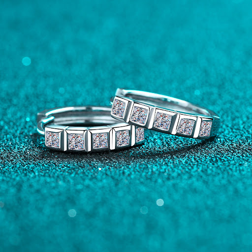Title 1, Half Ring Square Drill Moissanite Ear Clip, spa...